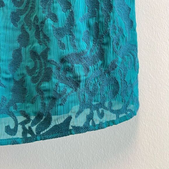 Moulinette Soeurs by Anthropologie Womens 0 Green Blue Flutter Sleeve Midi Dress - Picture 7 of 13